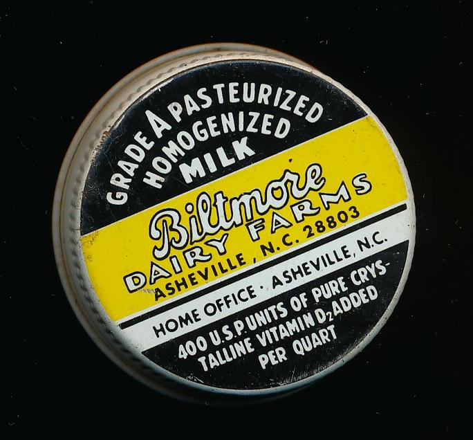有关以下物品的详细资料: metal milk cap, biltmore dairy farms